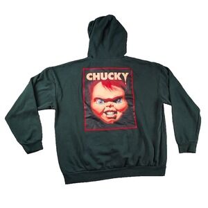 Chucky Wanna Play L Green Graphic Pullover Hoodie Men Horror Movie Hybrid